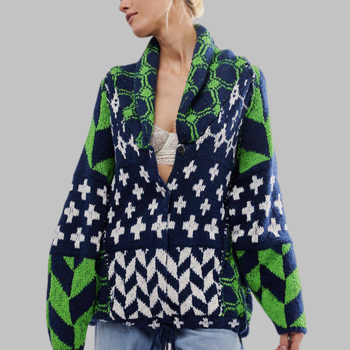 Krohn-e | Weiche Jacke mit Modernen Geometrischen Mustern