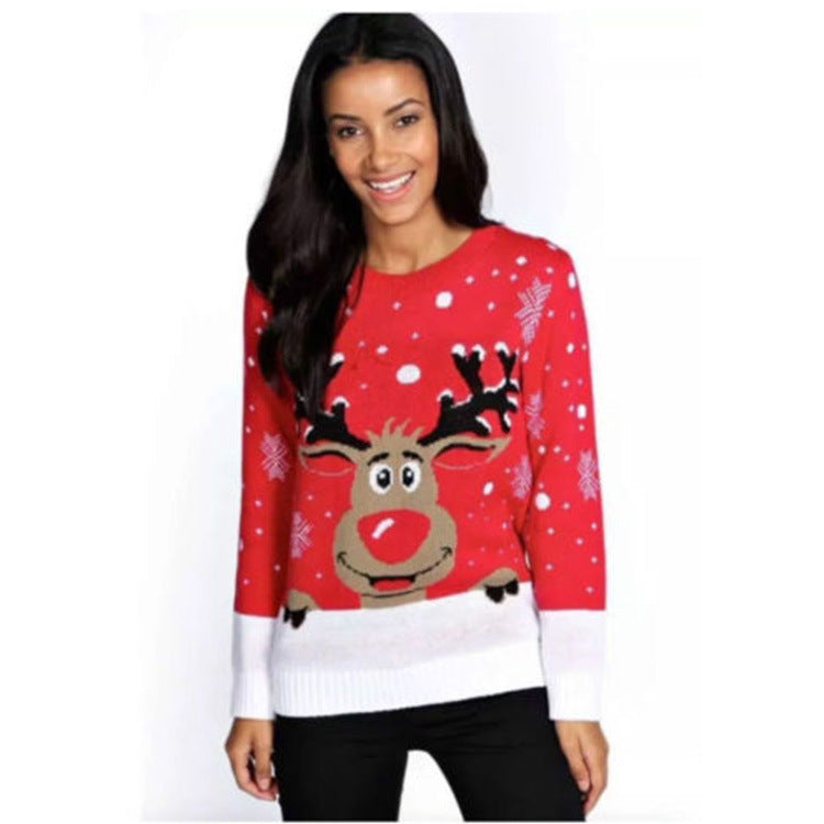 Damen Weihnachtspullover mit fröhlichem Rentier-Design und weichem Material Krohn-e