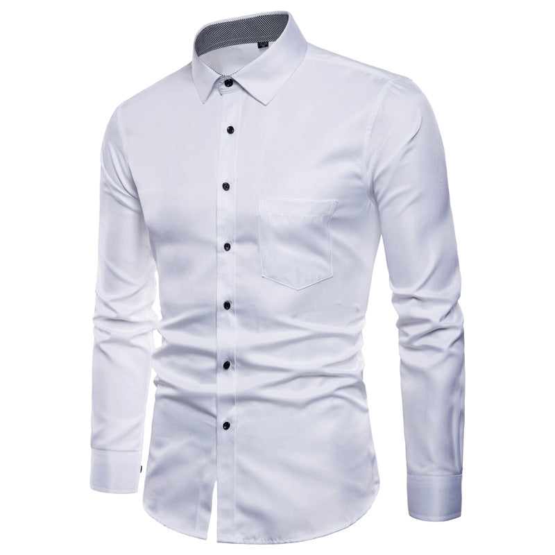 Herren Langarmhemd aus hochwertigem Satin mit modernem Slim-Fit Krohn-e