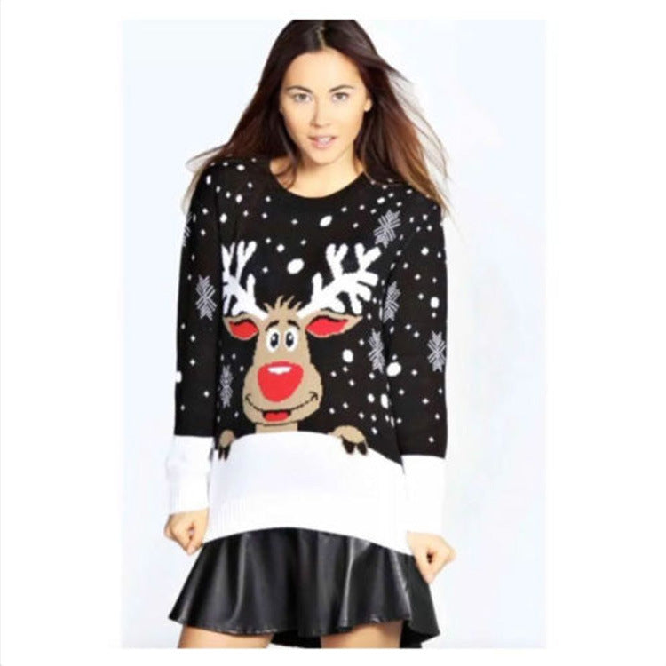 Damen Weihnachtspullover mit fröhlichem Rentier-Design und weichem Material Krohn-e