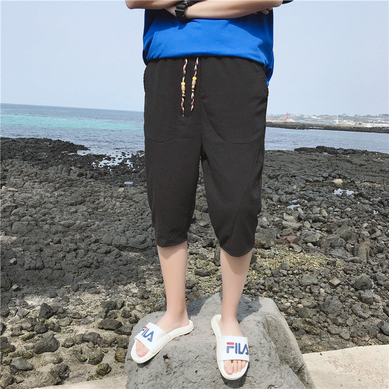 Herren lässige Leinenhose mit elastischem Bund und praktischen Taschen Krohn-e