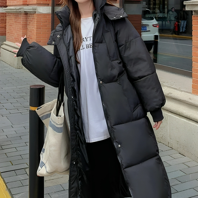 Krohn-e | Lange Daunenjacke mit Kapuze für Frauen Ideal für Herbst Winter