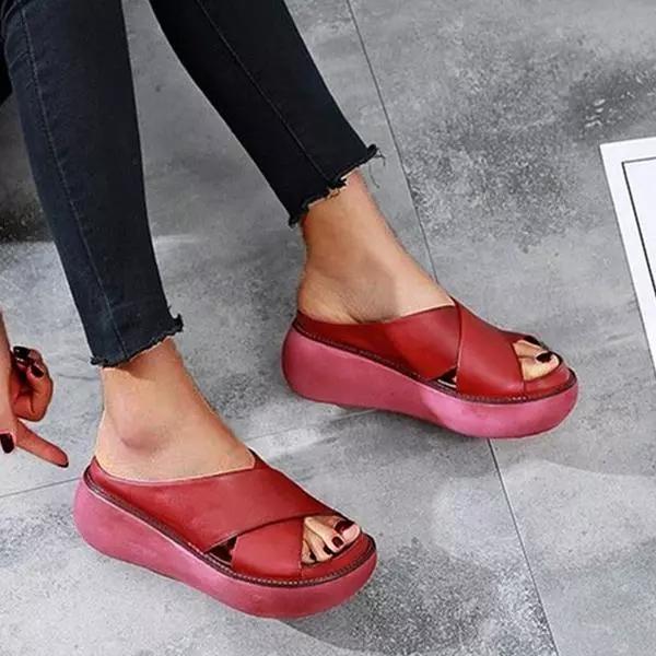 KROHN-E Damen Flache Sandalen Gepolsterte Sohle Verstellbare Riemen