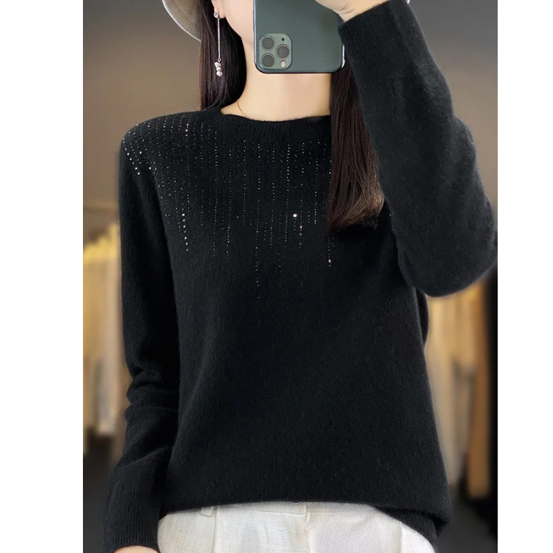 Krohn-e | Sweatshirt - Weicher Strickpullover mit funkelnden Details