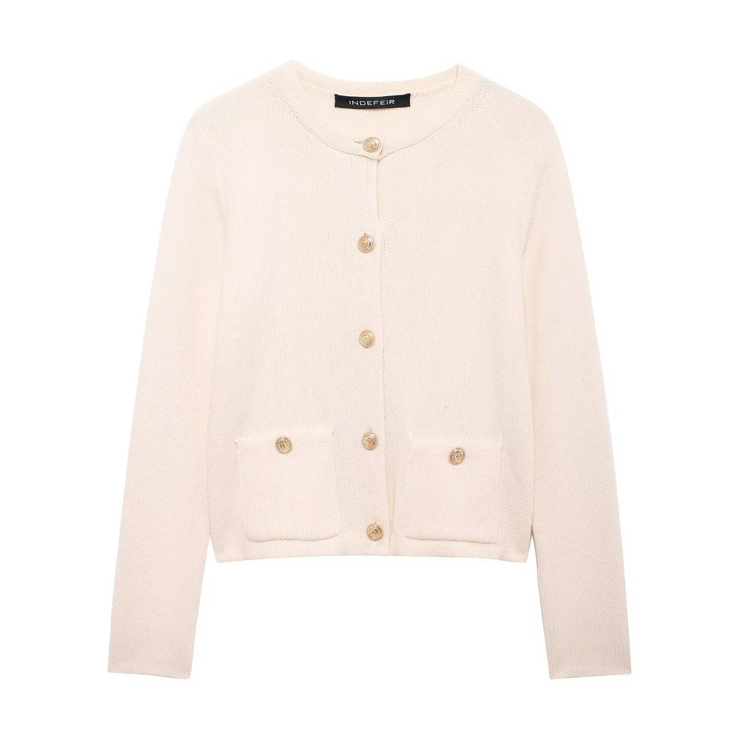 Krohn-e | Lässiger Cardigan mit goldenem Knopfverschluss für Damen