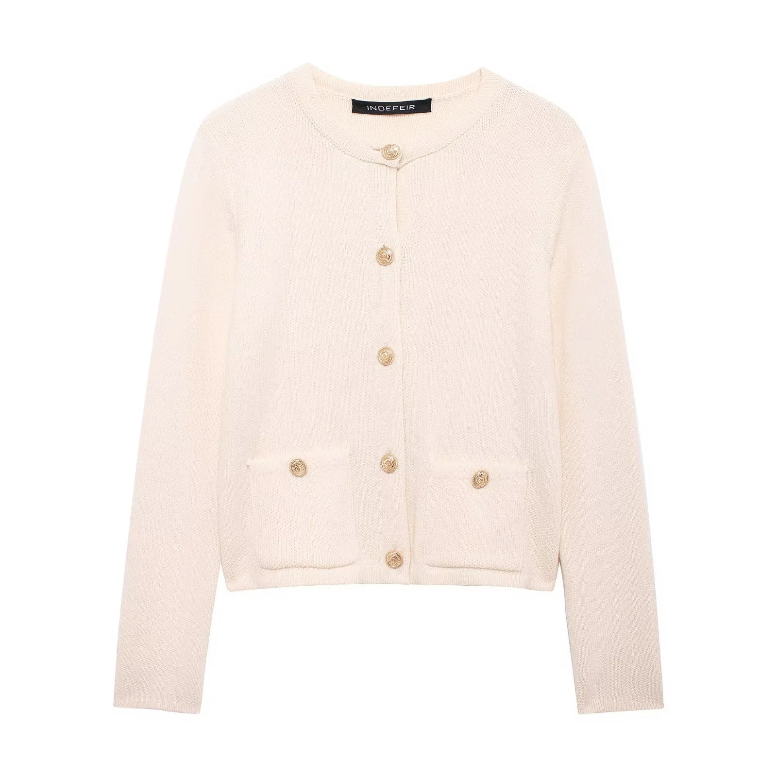 Krohn-e | Lässiger Cardigan mit goldenem Knopfverschluss für Damen