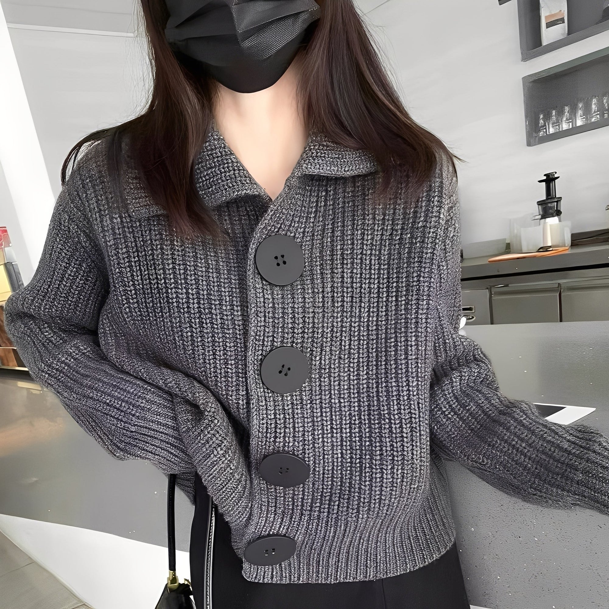 Krohn-e | modischer Cardigan mit großen Knöpfen für Frauen