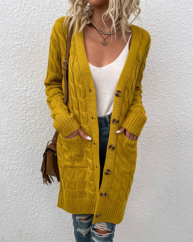 Krohn-e | Langärmelige Strickjacke In Einer Unifarbenen Farbe