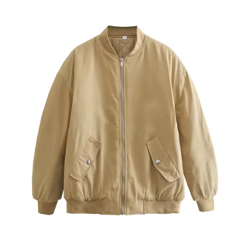 Baumwolljacke Cleo: figurbetonte, unifarbene Stehkragenjacke