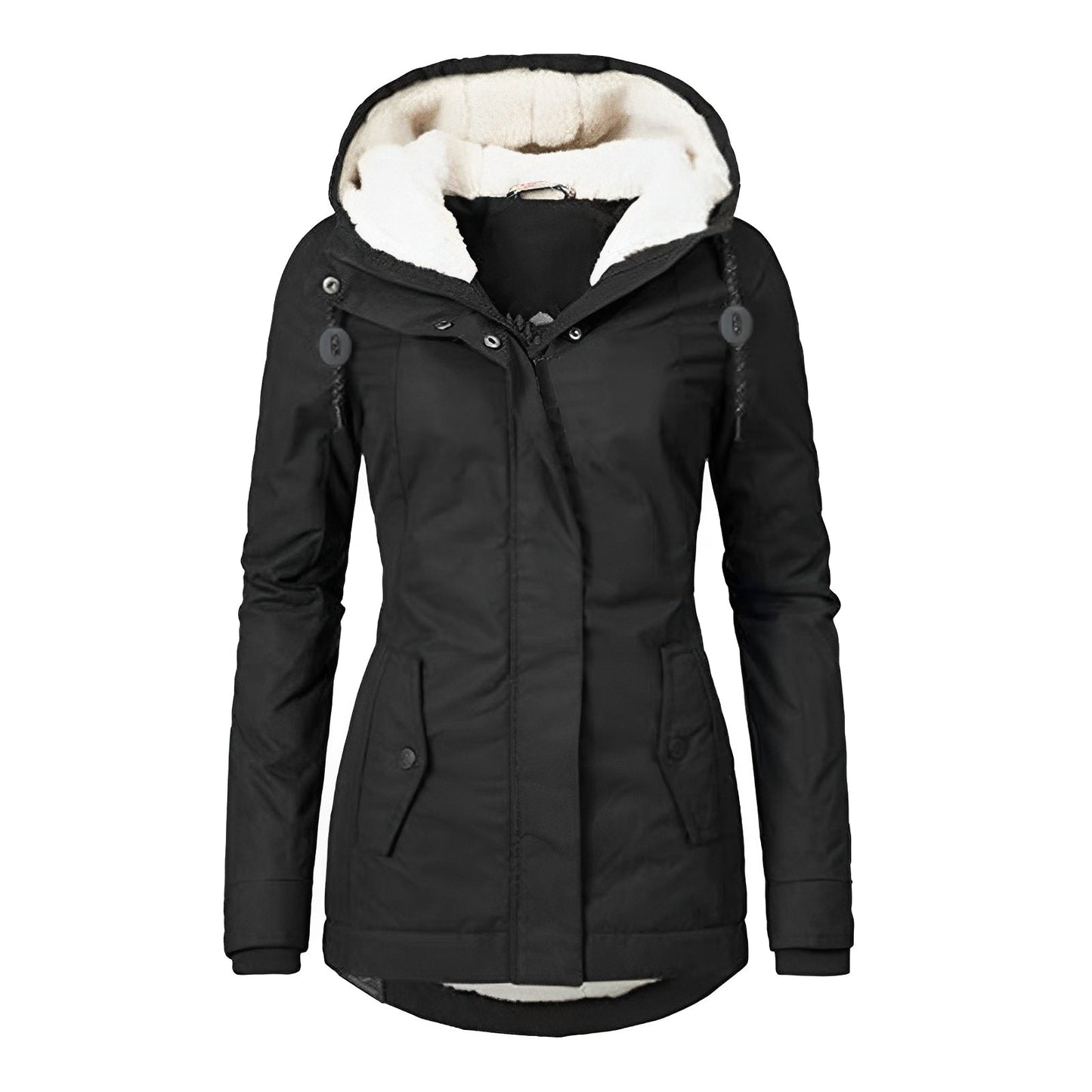 Krohn-e | Warmer Plissierte Jacke mit Kapuze für Frauen