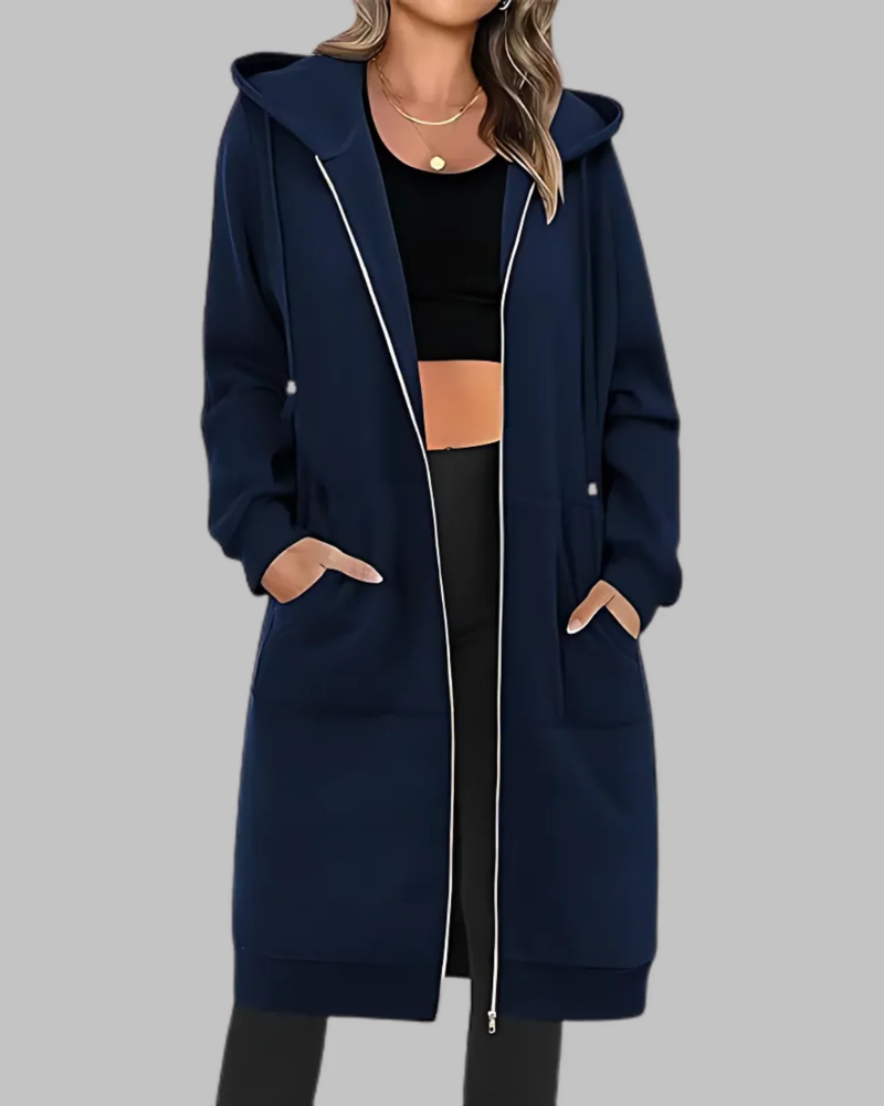 Krohn-e | Lässige Zip-Up Übergroße Lange Jacke