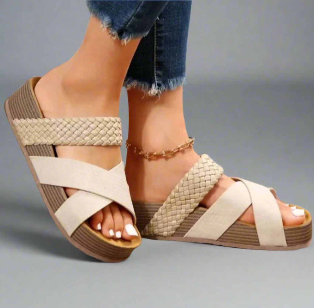KROHN-E Damen Komfort-Sandalen Gepolsterte Sohle Verstellbare Riemen