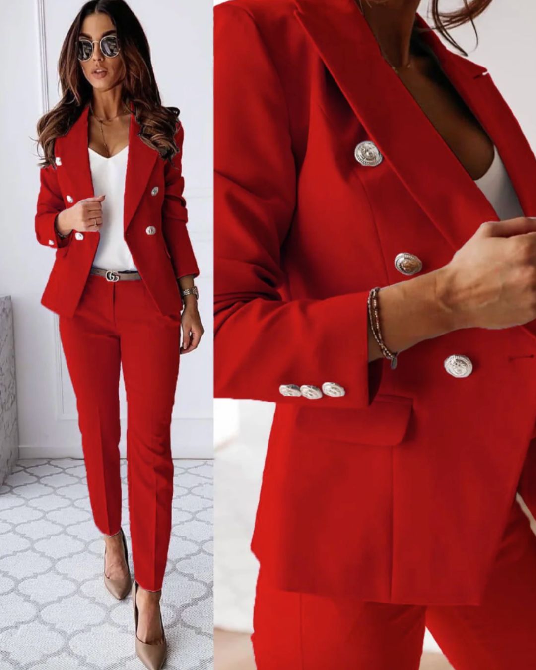 Krohn-e | Damen Satz mit Schickem Knopf Blazer