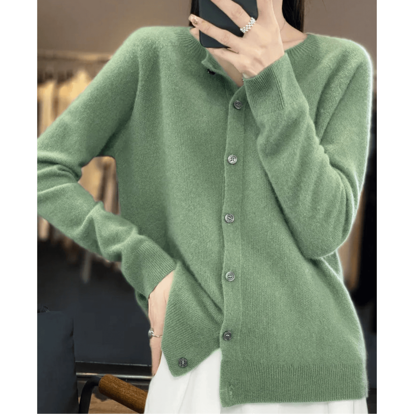 Krohn-e | Damen Feinstrickjacke Mit Rundhalsausschnitt