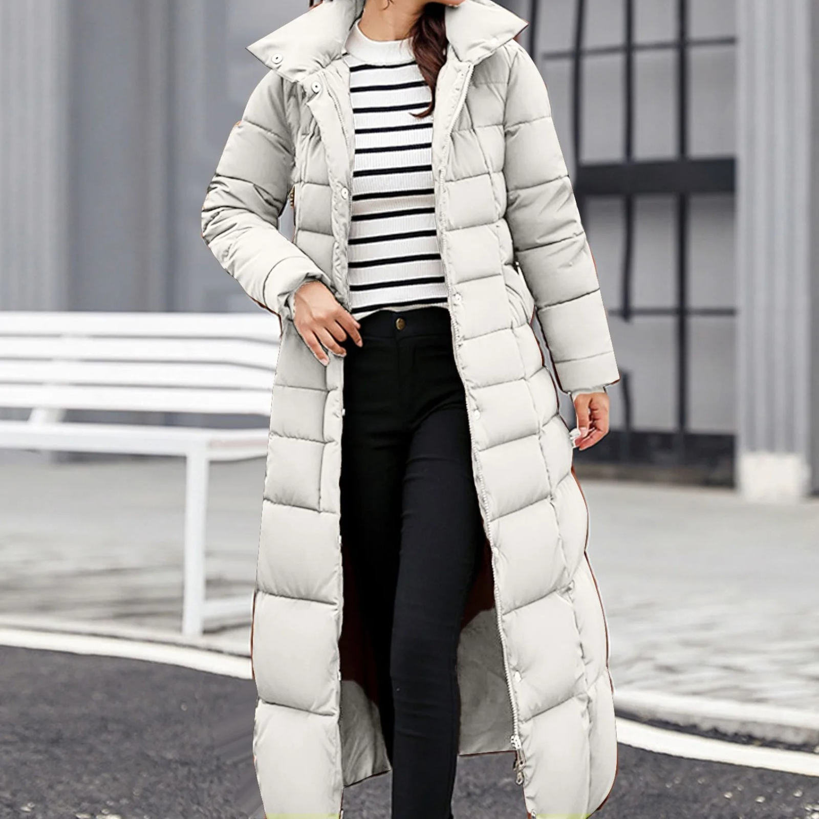 Krohn-e | Elegante Pufferjacke mit Umlegekragen und Knopf für Damen