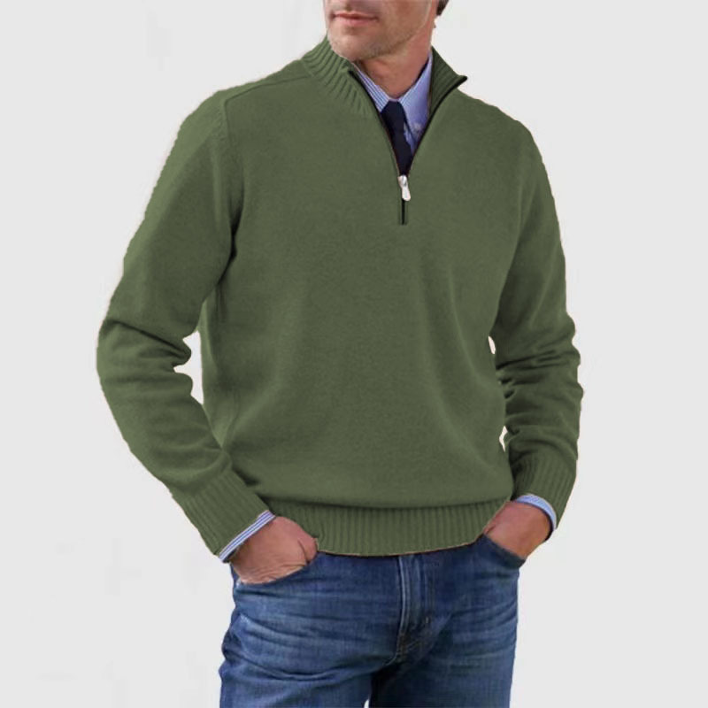 Krohn-e | Herrenpullover Mit Halbem Reißverschluss
