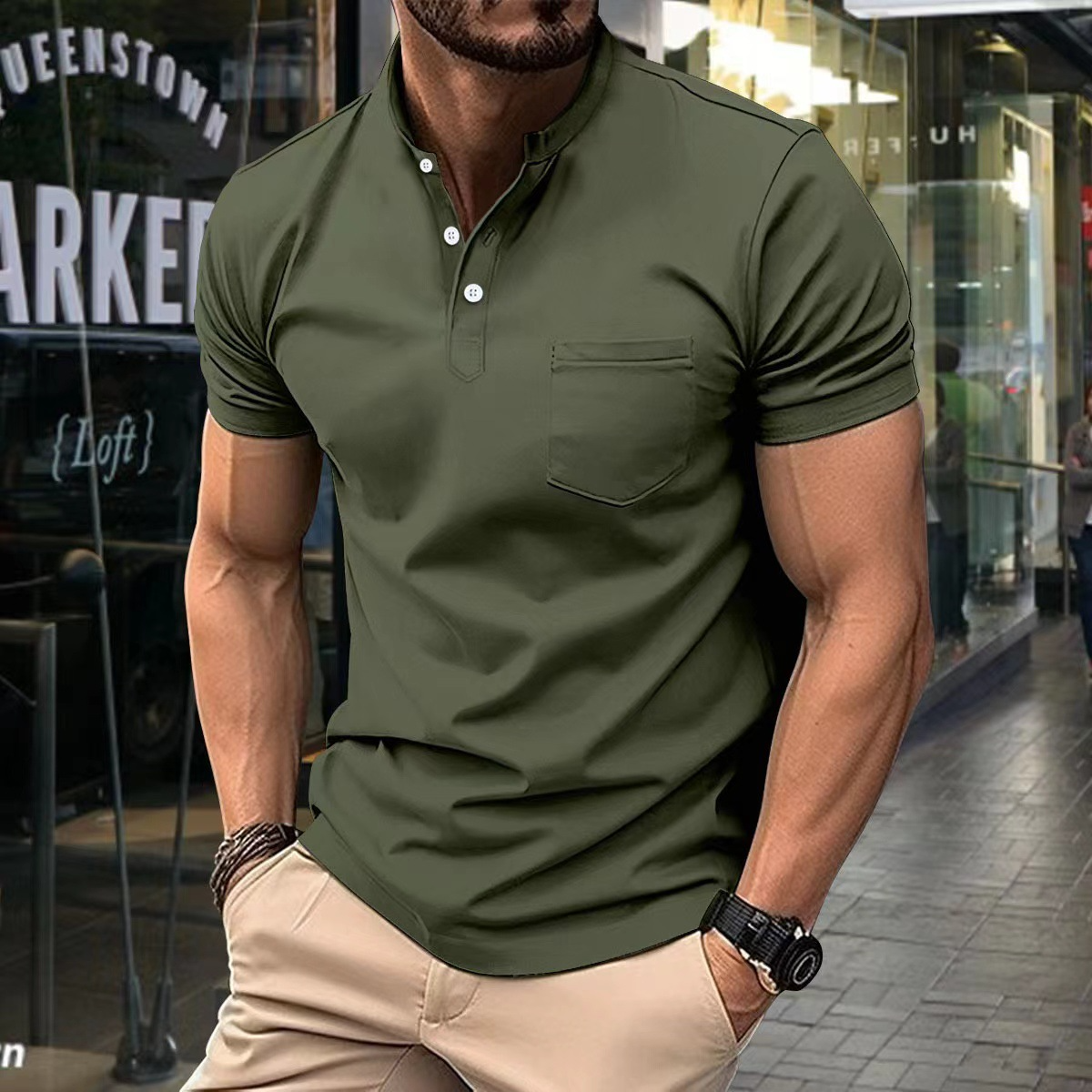Edles Herren-Polohemd mit Stehkragen