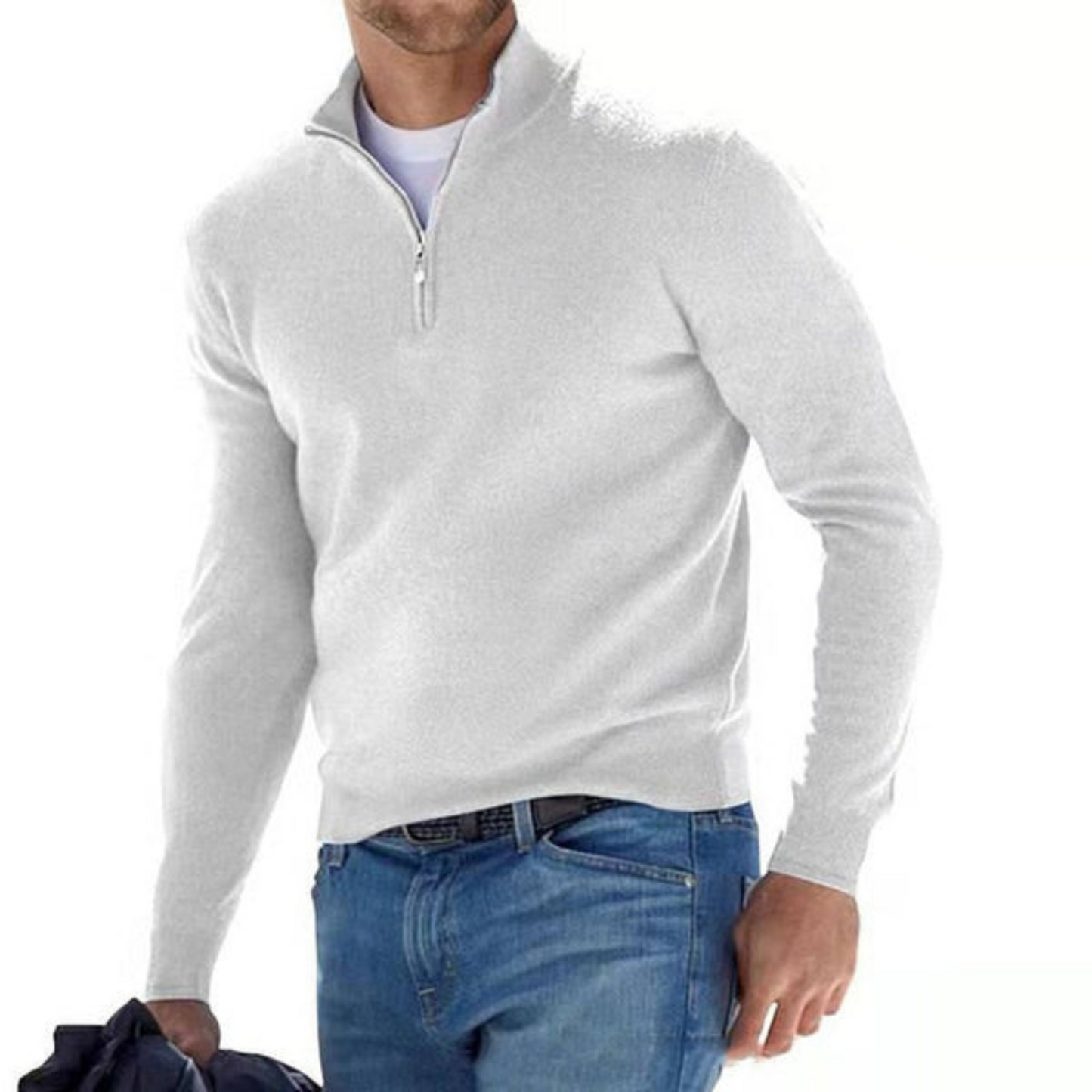 Leon | Herren Troyer Pullover Viertelreißverschluss Strickpullover