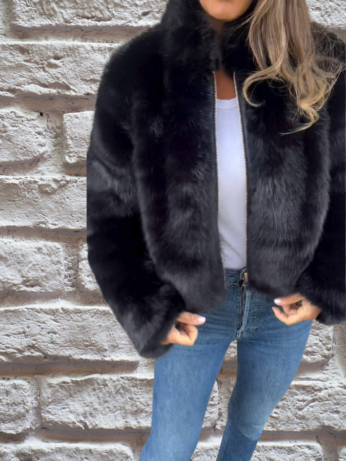 Krohn-e | Damen Samtjacke Weicher Plüschstoff