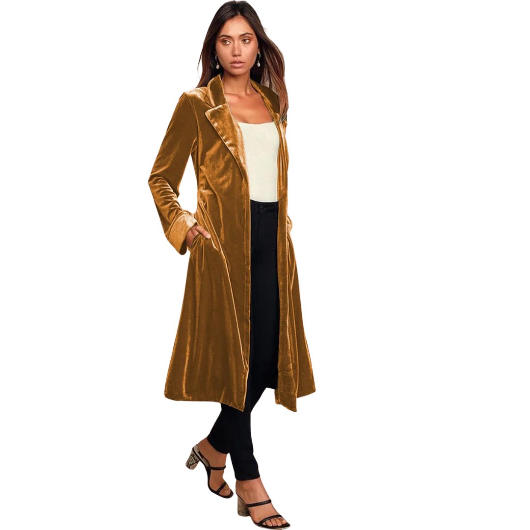 Luxus-Samtjacke von Ubel mit extra langer Länge und Tasche