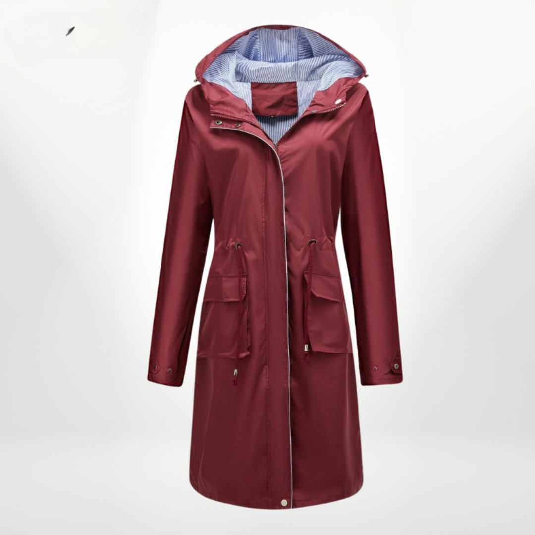 Krohn-e | Damen Trenchcoat mit Kapuze Wasserdicht