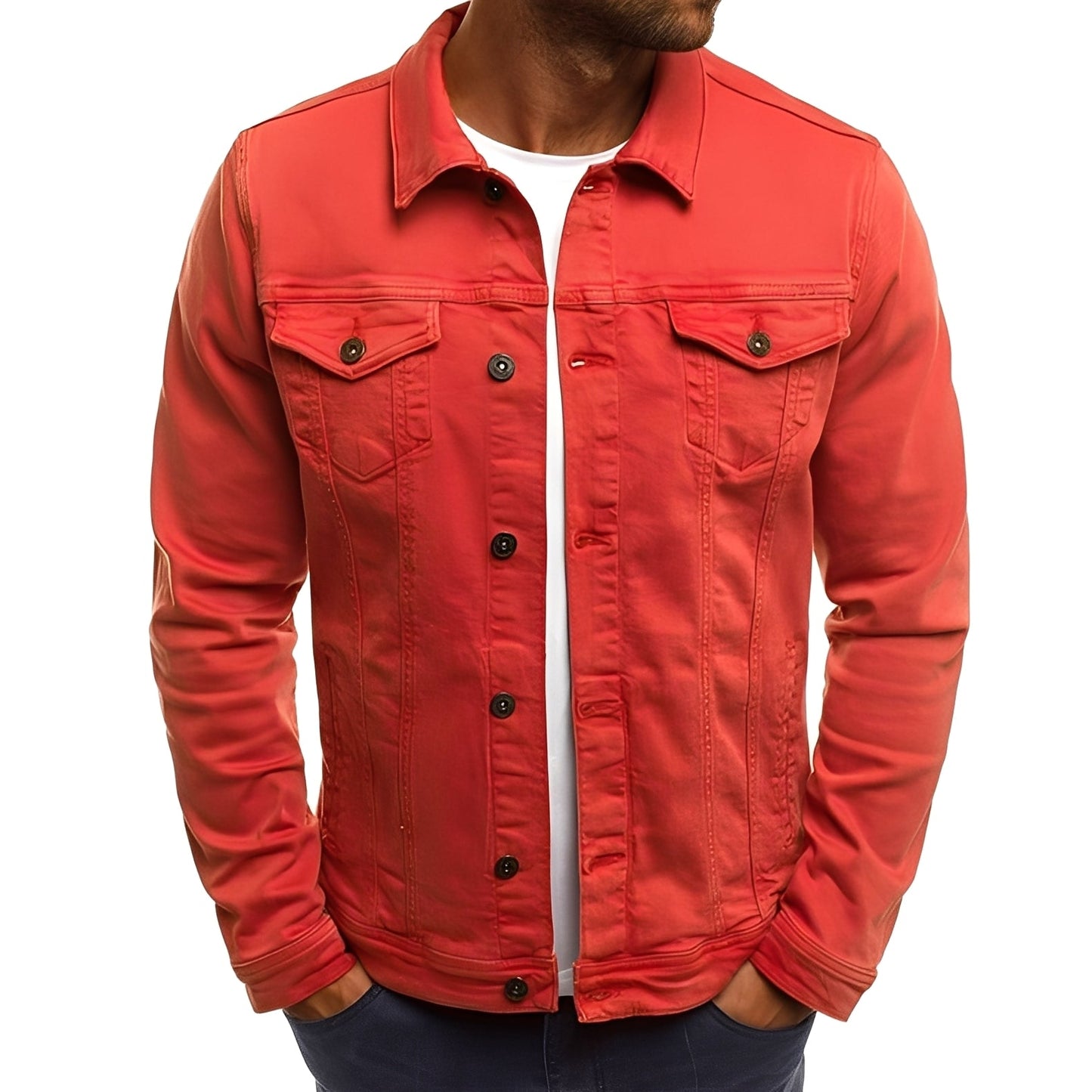 Krohn-e | Stylische Denimjacke mit Taschen für Männer