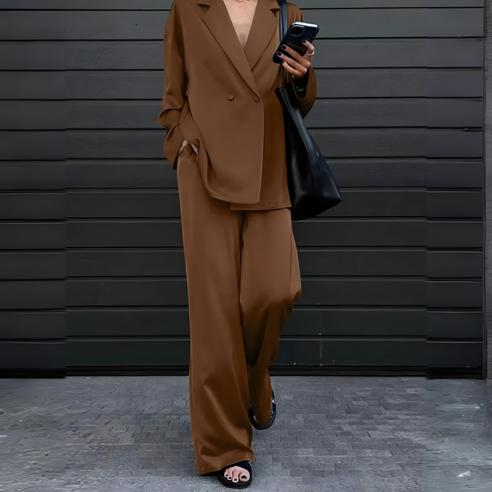 Oversized Blazer und Hose mit weitem Bein
