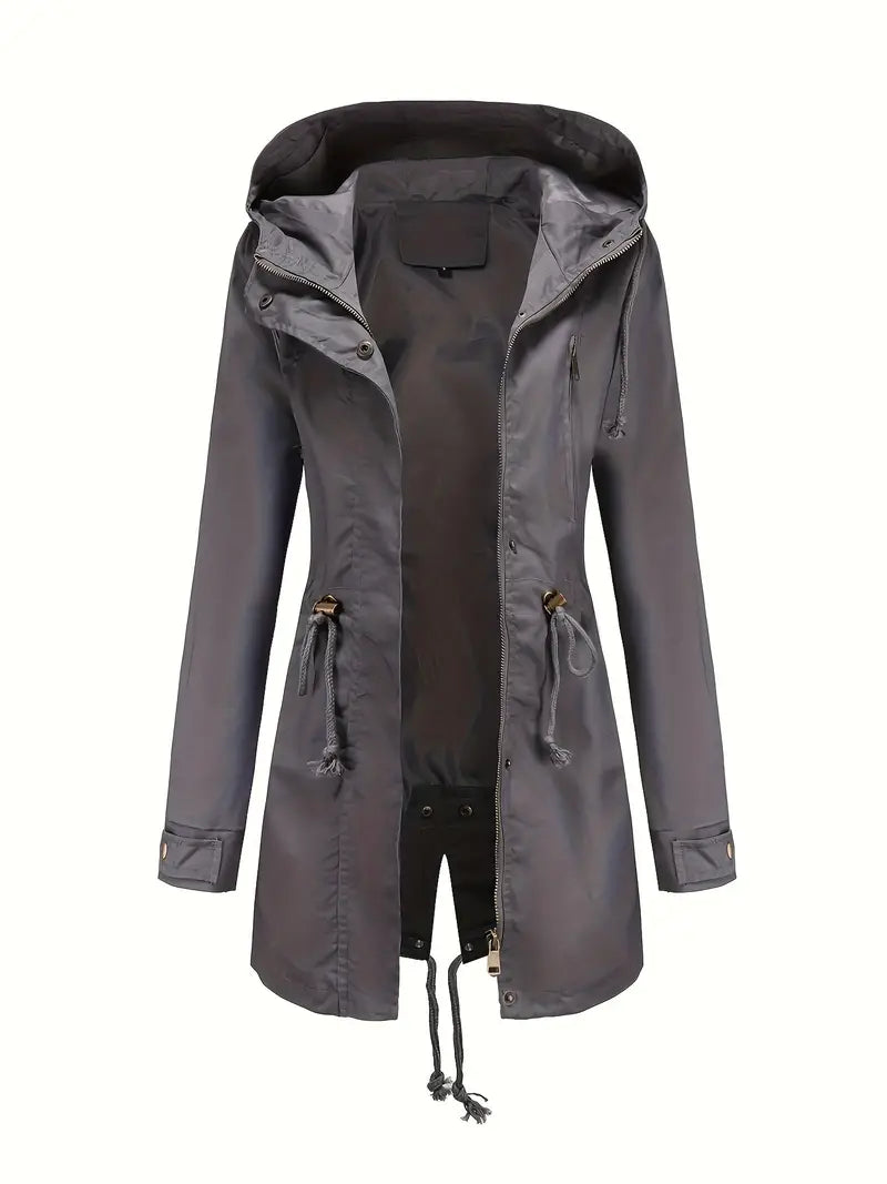 Krohn-e | Damen Langarm Wasserdichter Trenchcoat Mit Kapuze