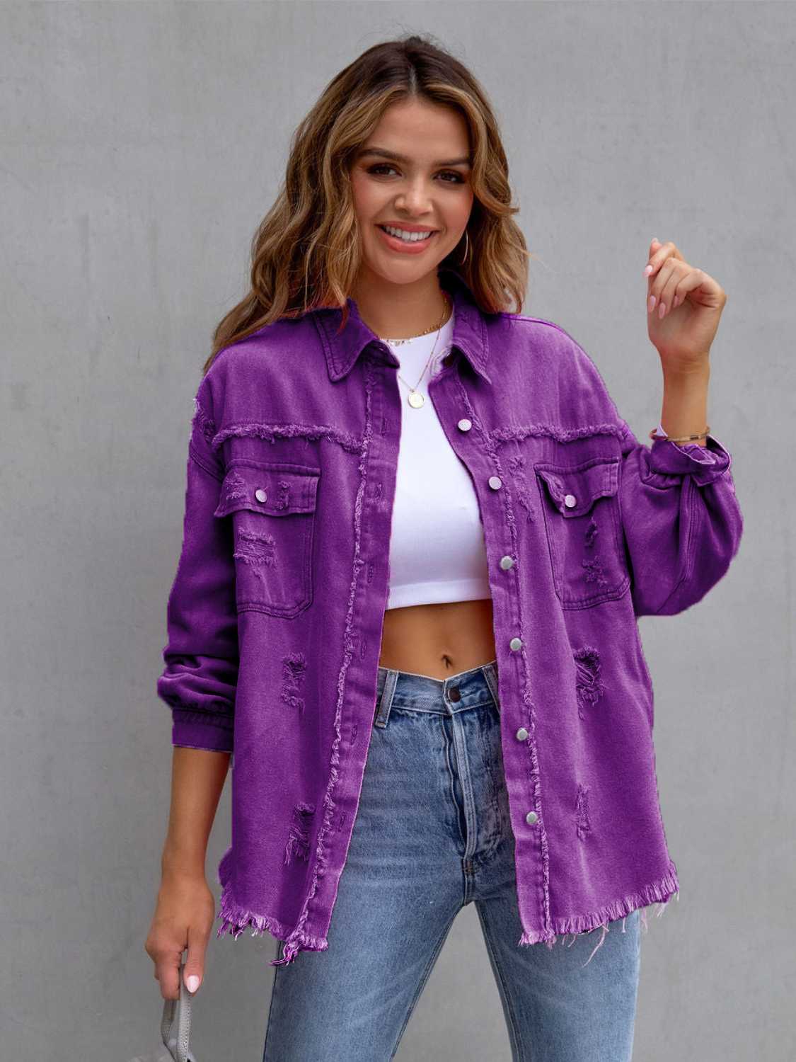 Krohn-e | Distressed Drop Shoulder Denimjacke