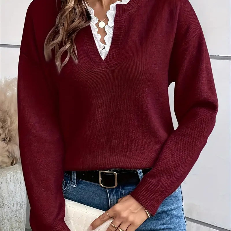 KROHN-E Damen Strickpullover Klassisch Vielseitig