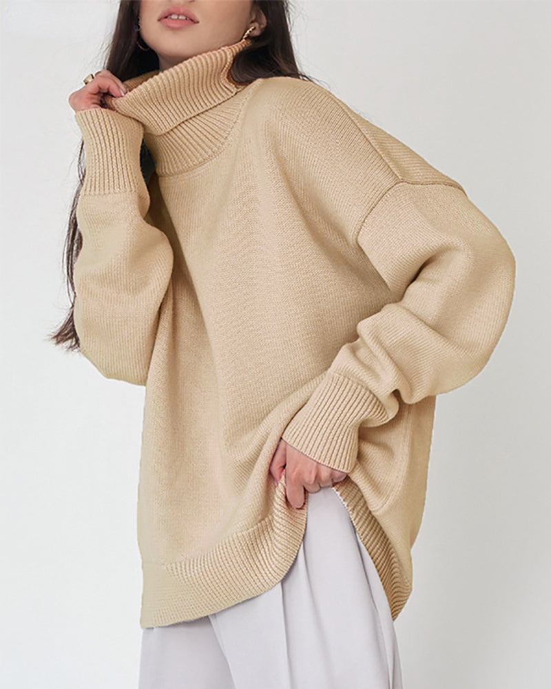 Krohn-e | Eleganter Oversized Damen Rollkragenpullover Aus Baumwolle