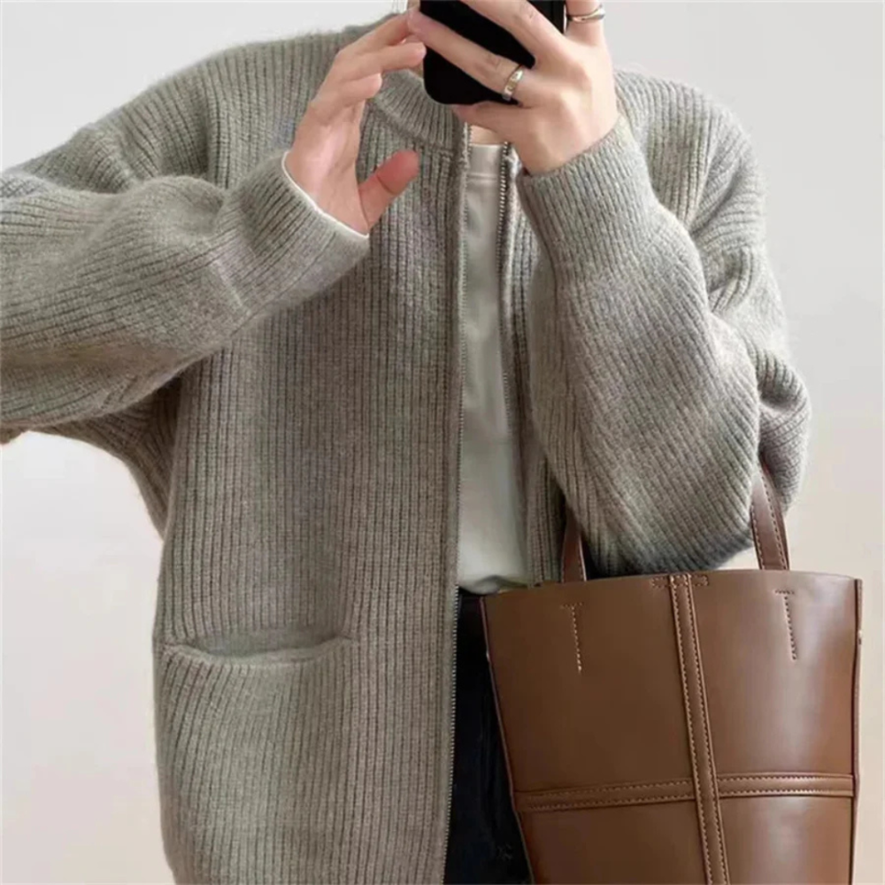 Krohn-e | Reißverschluss-Cardigan für Damen in Übergröße Komfort