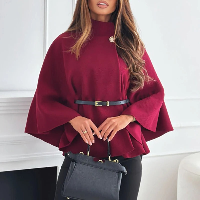 Krohn-e | Cape mit Gürtel – Elegantes Oberteil mit lockerer Passform