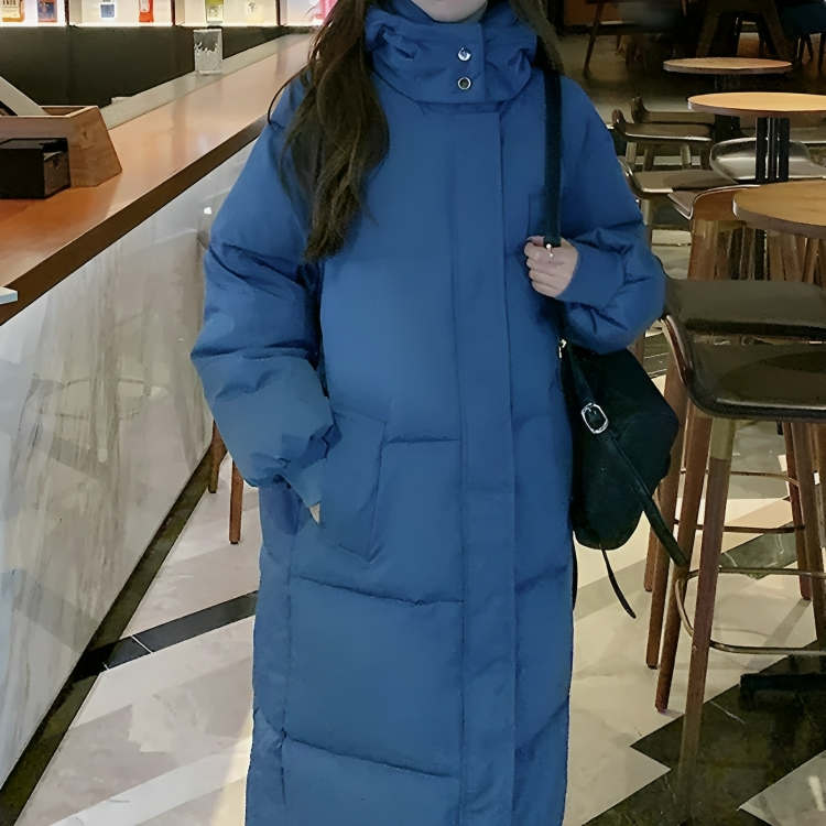 Krohn-e | Lange Daunenjacke mit Kapuze für Frauen Ideal für Herbst Winter