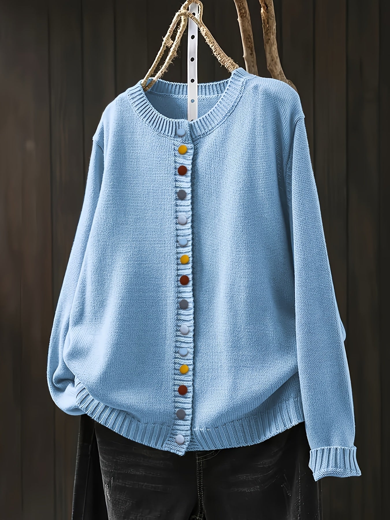 KROHN-E Damen Strick-Cardigan Gemütlich Atmungsaktiv One Size