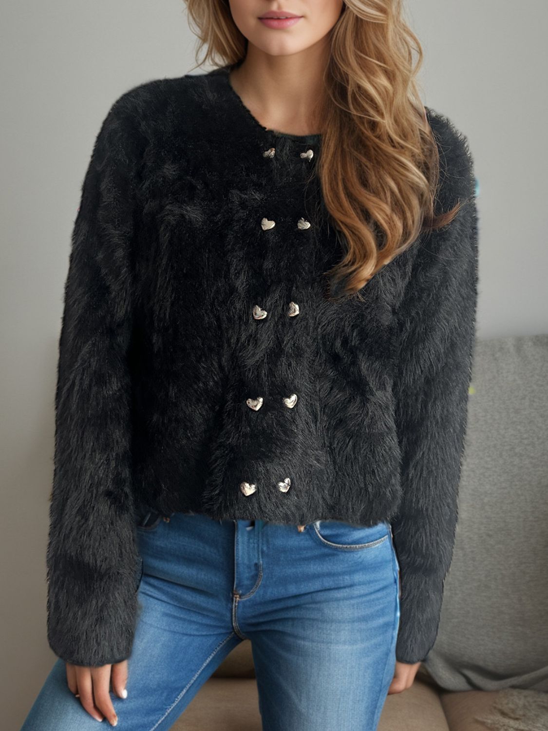 Krohn-e | Pelzstrick-cardigan Weicher Faux Fur Elegantes Design