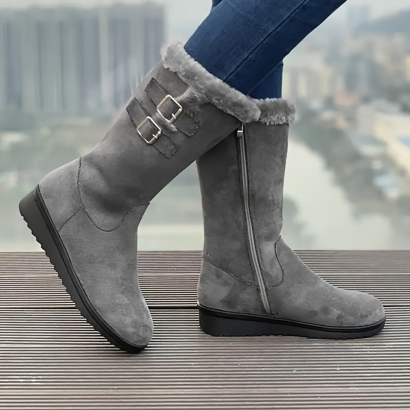 Krohn-e | Verstärkte Samt Mittelrohr Schnee Stiefel