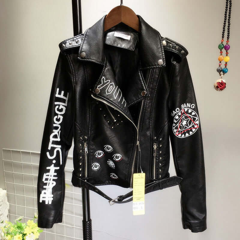 Krohn-e | Damen PU-Jacke mit Nieten-Detail