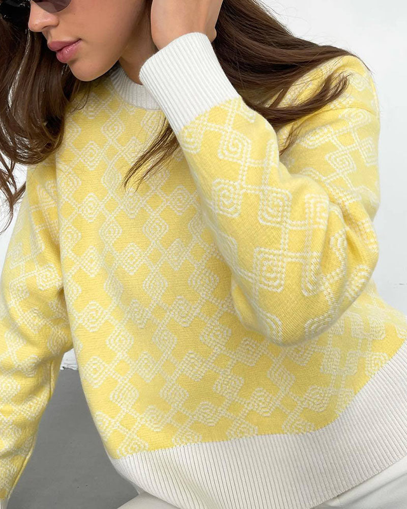 Krohn-e | Muster Strickpullover Weich und Trendy Statement-look