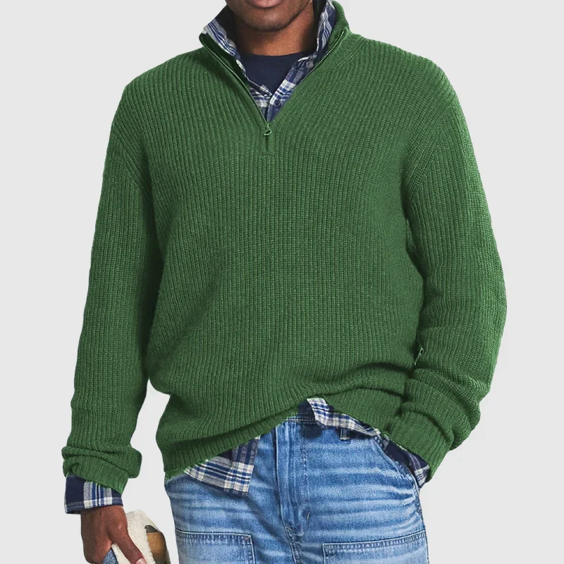 Erik | Herren Quarter-Zip pullover Ripp Stehkragen