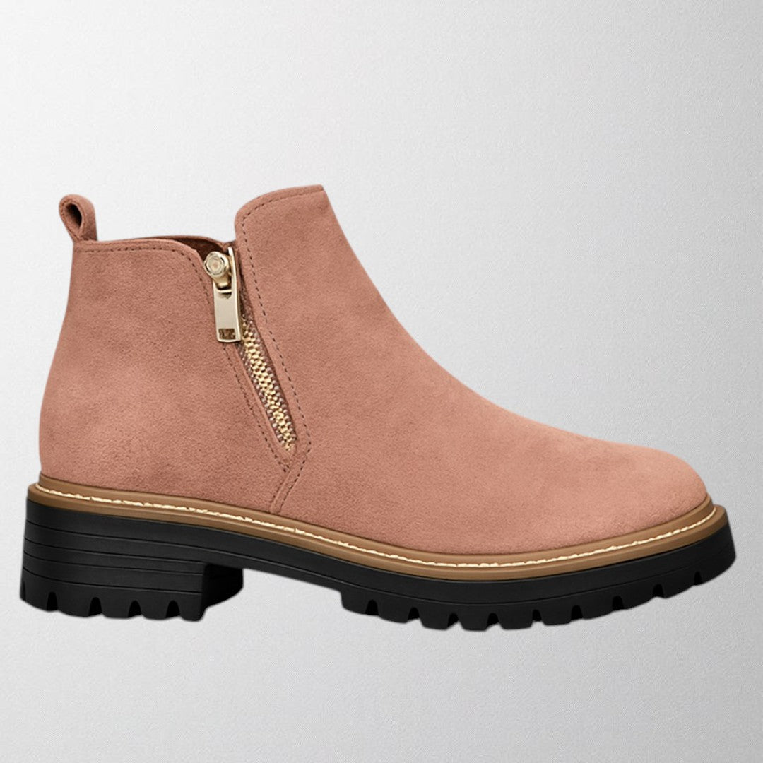 KROHN-E Damen Schuhe Runde Spitze Seitlicher Reißverschluss