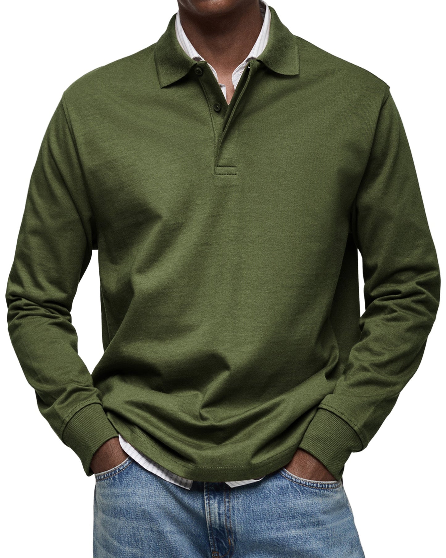 Ben | Herren Rugby Polo Sweatshirt Langarm Polokragen Anthrazit