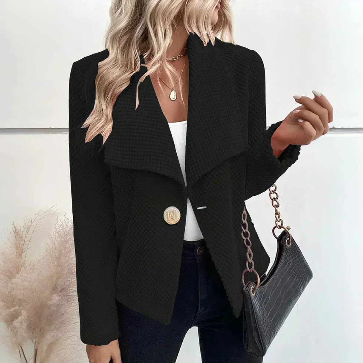 Krohn-e | Blazer mit Struktur Große Kragen Elegant und Modern
