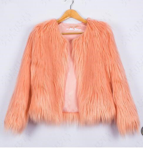 Damen Flauschige Kunstfelljacke mit voluminösem Schnitt und elegantem Kragen Krohn-e