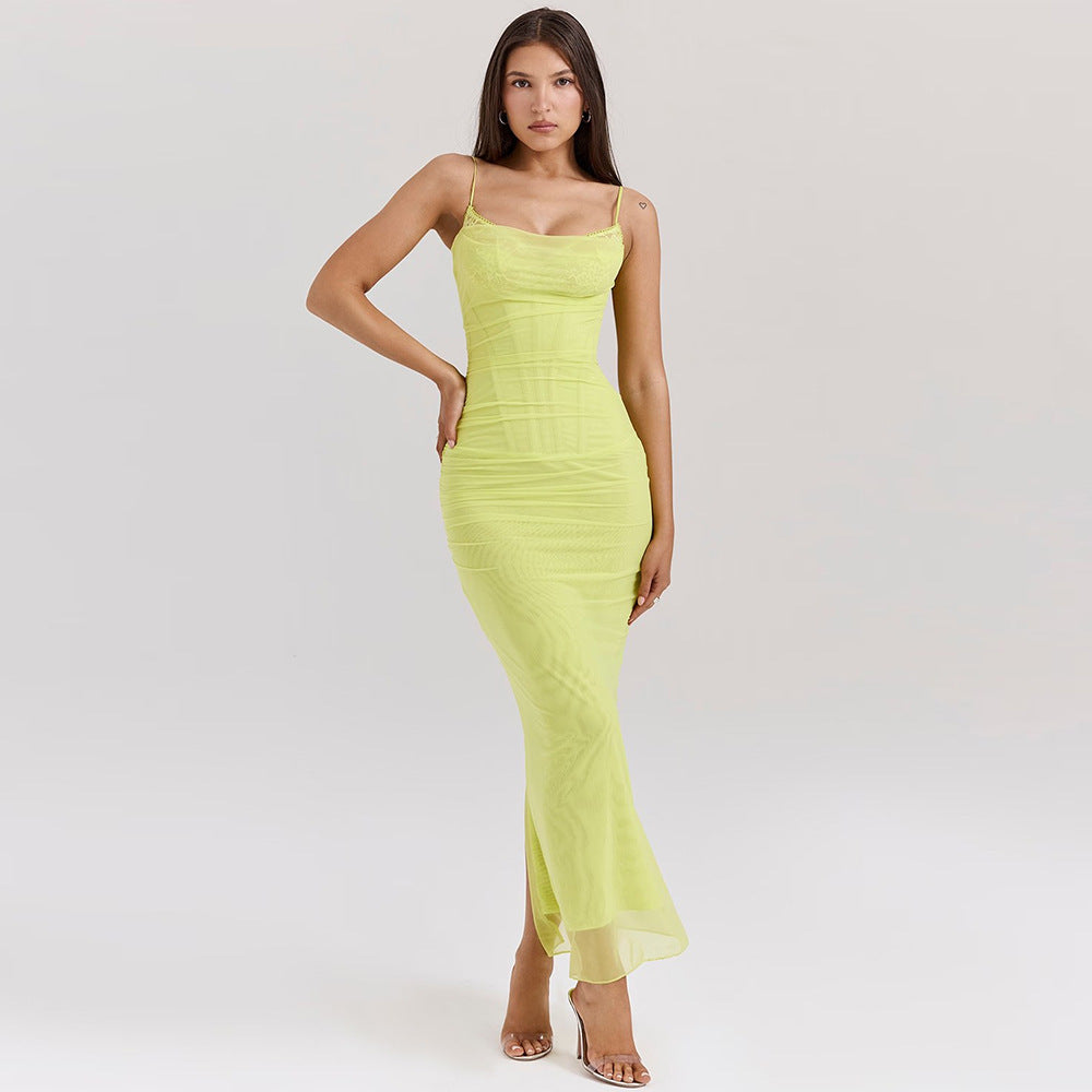 Langes Netzkleid mit Tube-Top von Krohn-e