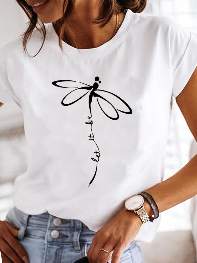 Damen T-Shirt mit Rundhalsausschnitt, lässigem Druck von Fudus