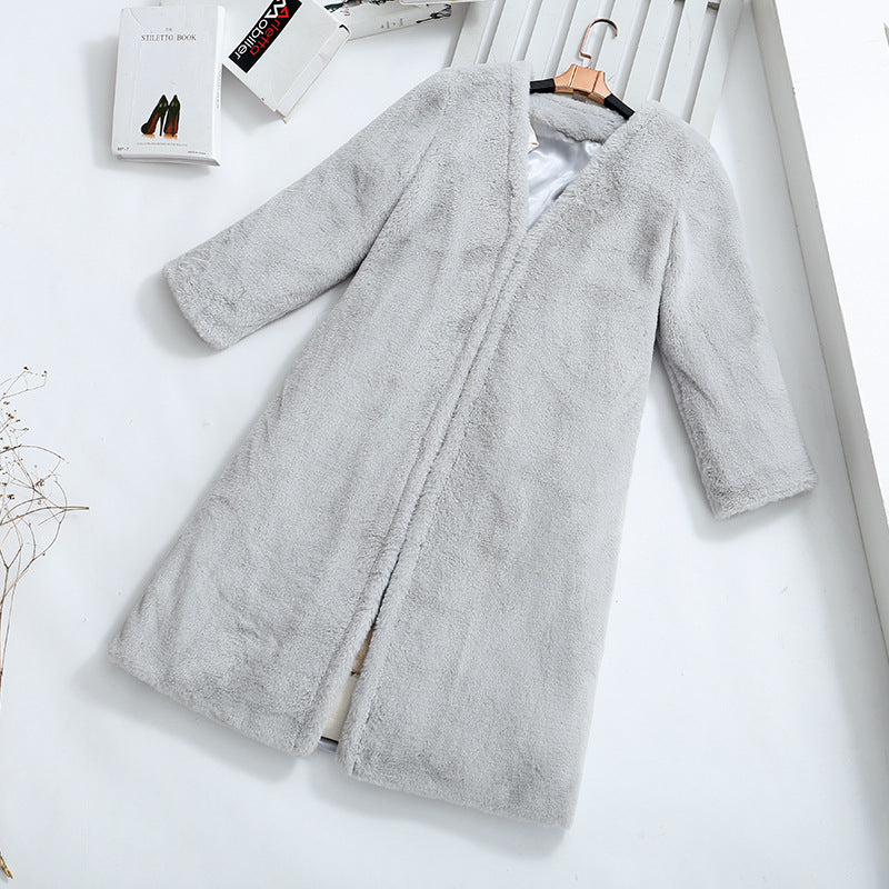 Damen Flauschiger Longjacke aus Kunstfell mit praktischen Taschen Krohn-e