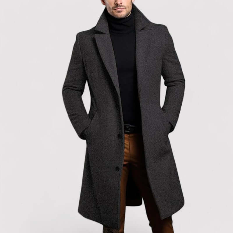 Krohn-e | Herren Langer Winter Wollmantel