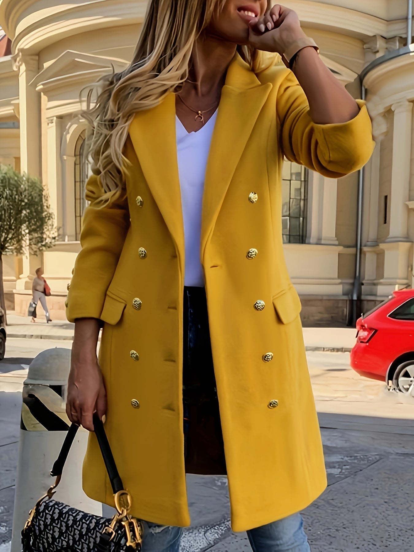 Krohn-e | Mantel Gelb - Damen Eleganter Langmantel