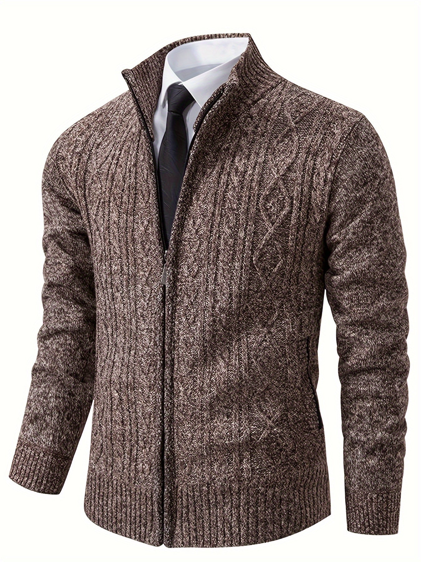 Krohn-e | Strickcardigan mit Reißverschluss und Muster Acryl Bequem und Warm